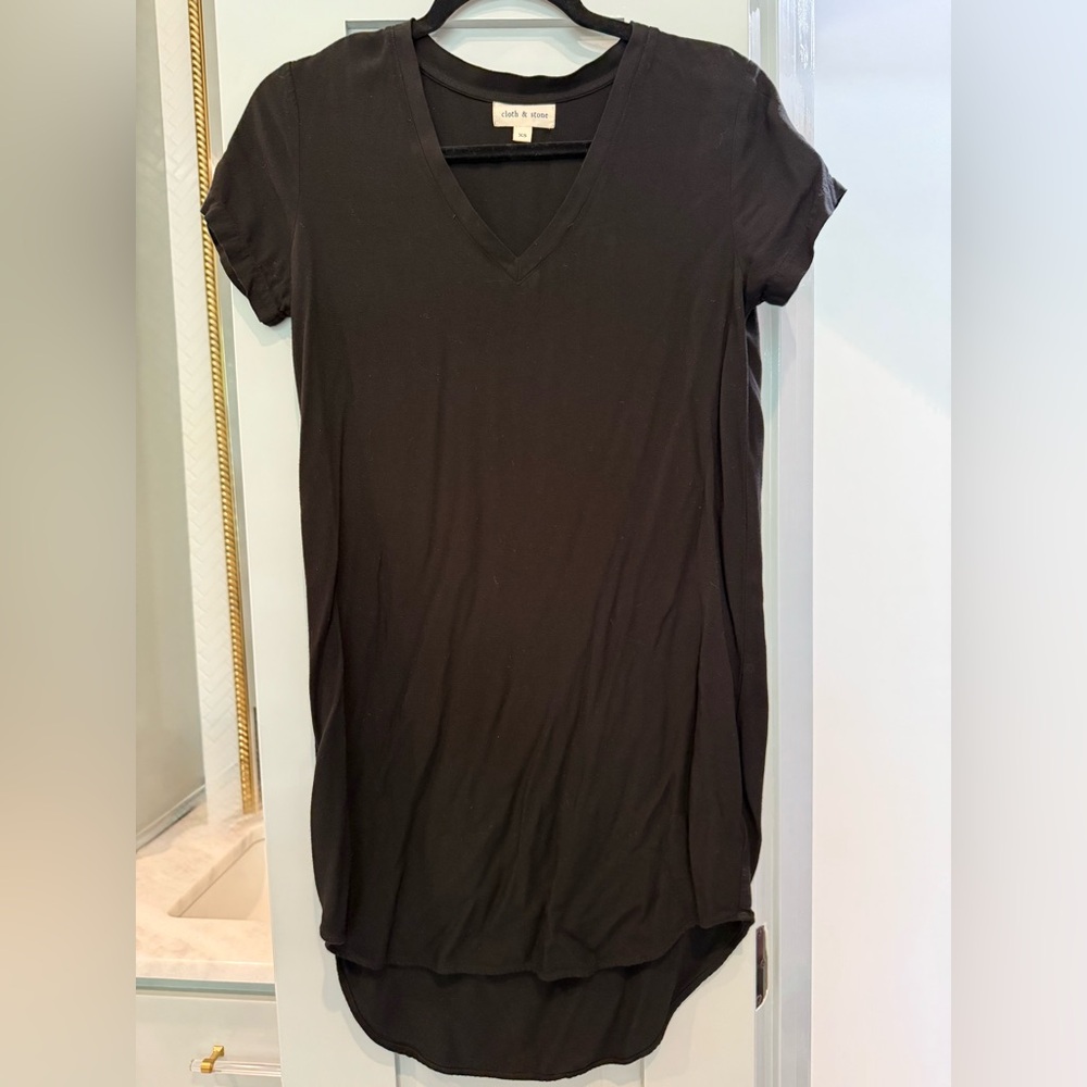 Anthropologie Black V-Neck Mini Dress